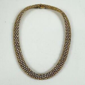 Vintage Ciner Gold Tone Clear Crystals Collar Necklace